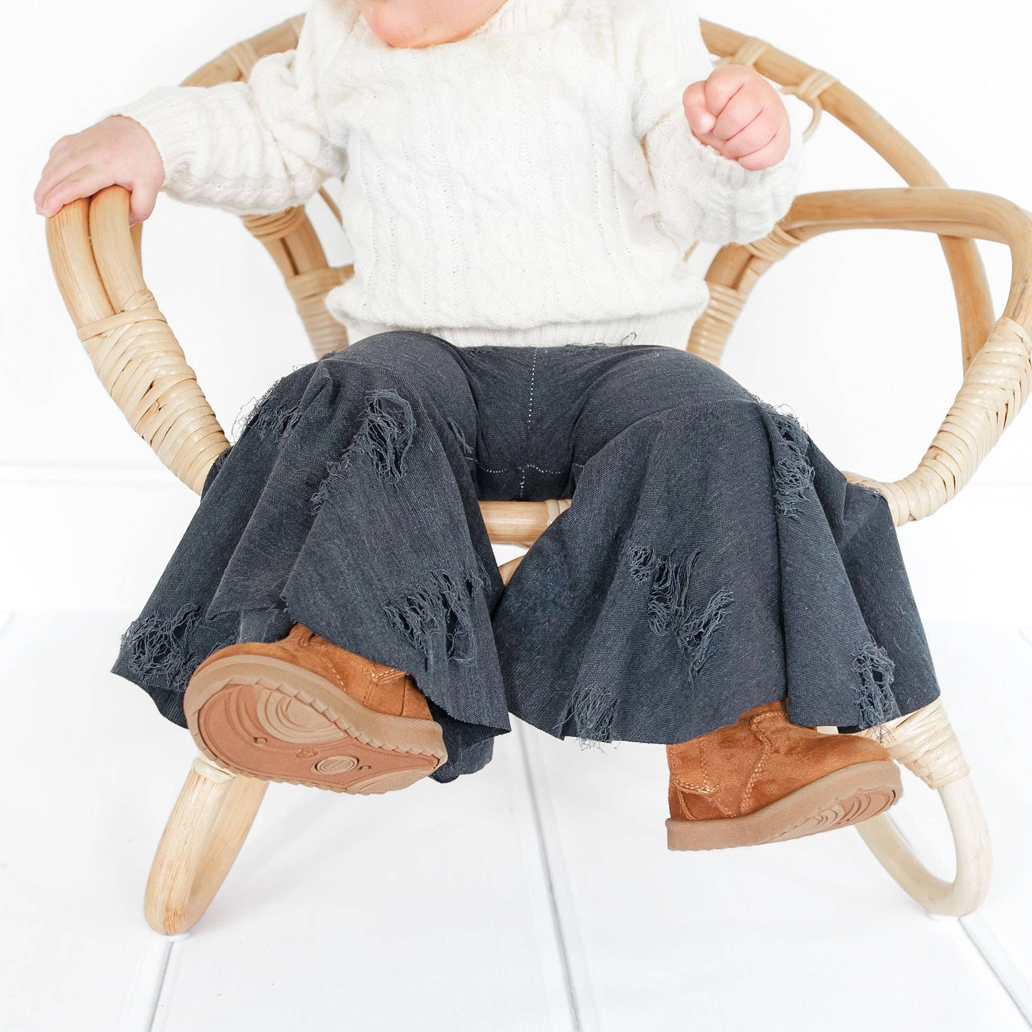 Tiny toes Baby Co - Wholesale Pants - Baby - Distressed Denim Inspired Baby Bell Bottoms2