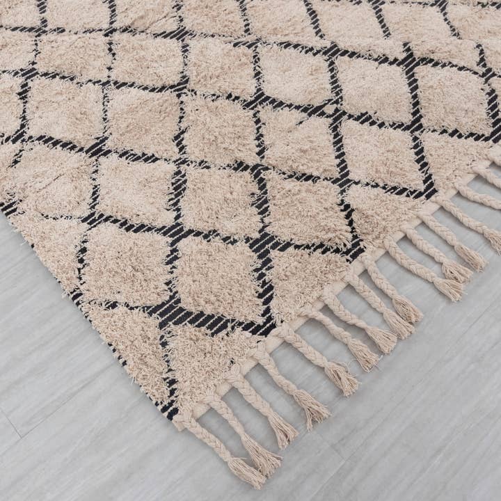 Aesthetic Homes LLC - Wholesale Area Rug - Modern Moroccan Beige Bohemian Hand Woven Wool Cotton Rug 7