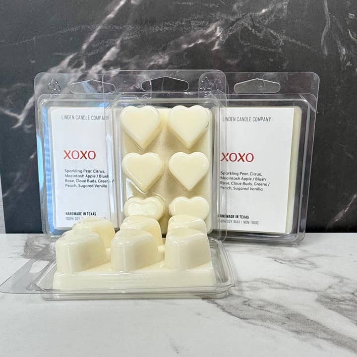 XOXO Valentine´s Heart Shaped Wax Melts 6ct for wholesale by Linden Candle Company
