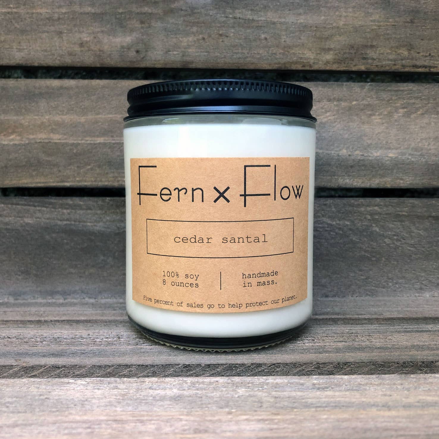Fern x Flow Soy Candles + Home Fragrance - Wholesale Jar/Filled Candle - Cedar Santal Farmhouse Year Round Glass Soy Candle - 8oz
