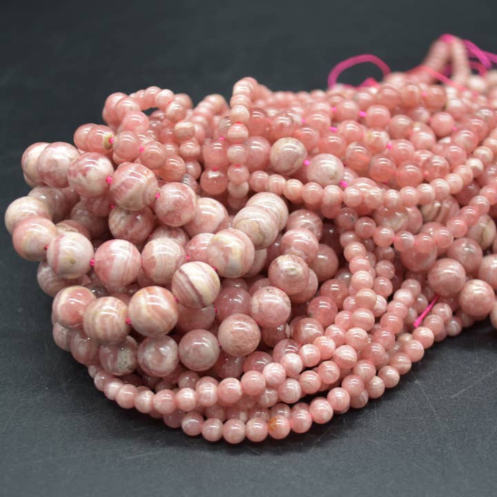 Grade A Natural Pink Rhodochrosite Round Beads for wholesale by Oriental Direct Craft Supplies
