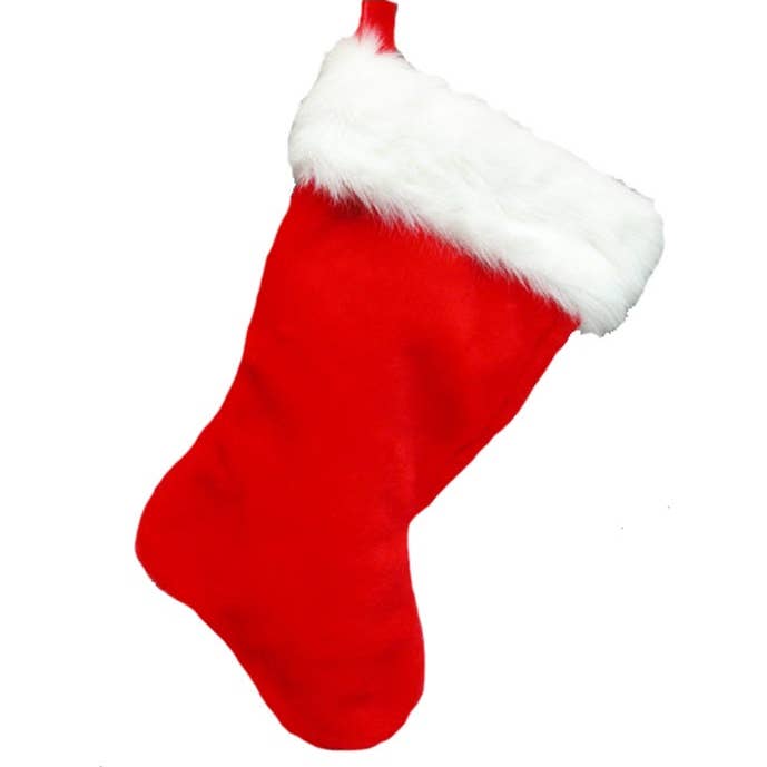 Red Stocking With Faux Rabbit Fur Cuff for wholesale by Kurt S. Adler, Inc.