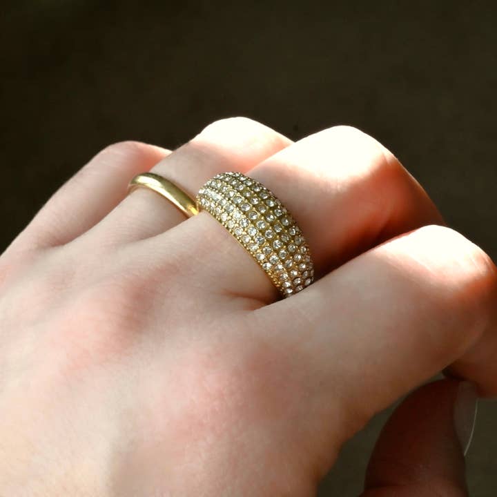 Blueyejewelry - Wholesale Multi-Stone Ring - Diamond Dome Ring - Waterproof Pave CZ Chunky Dome Ring