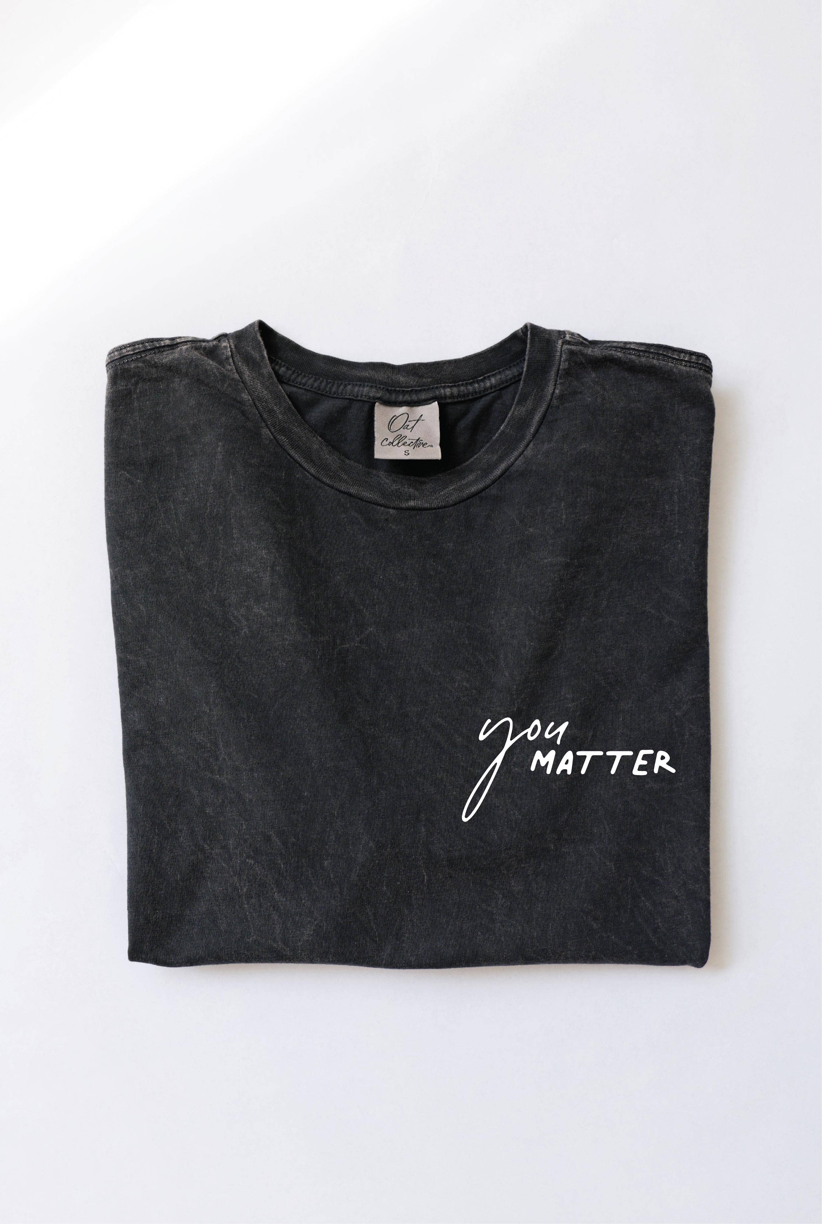 OAT COLLECTIVE – wholesale T-shirts med screentryck – Dam – DU MATTER Front & Back Mineral Grafisk Topp5