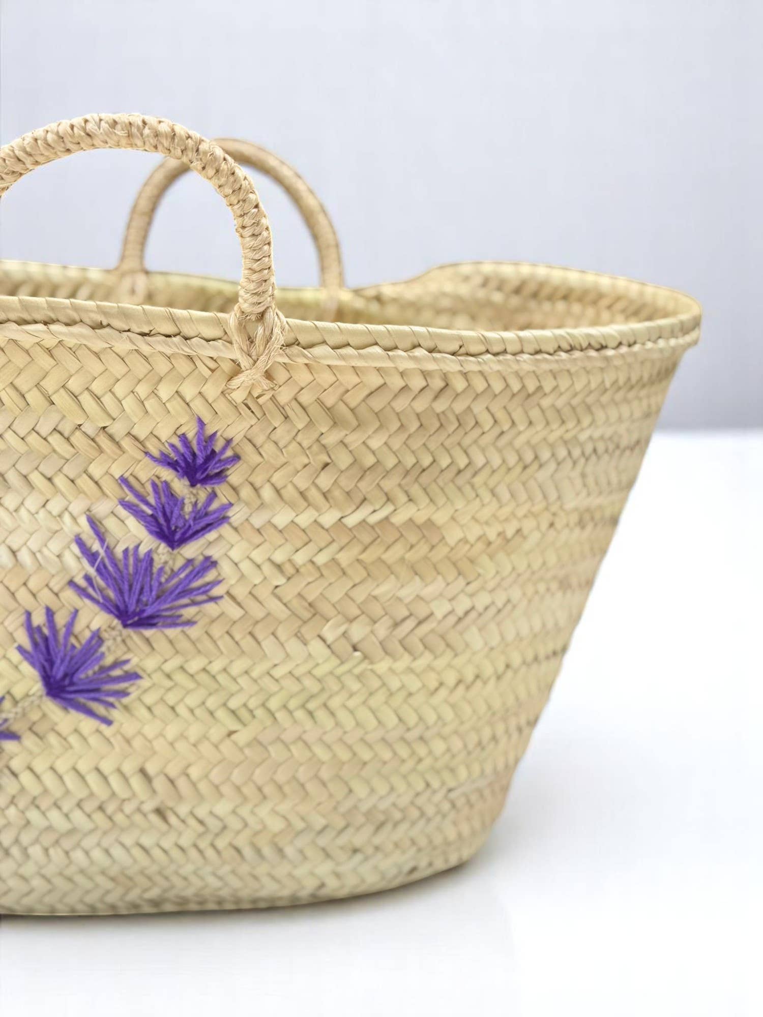 Gran Wholesale - Wholesale Beach Bag - Moroccan Straw Tote with Lavender Embroidery4