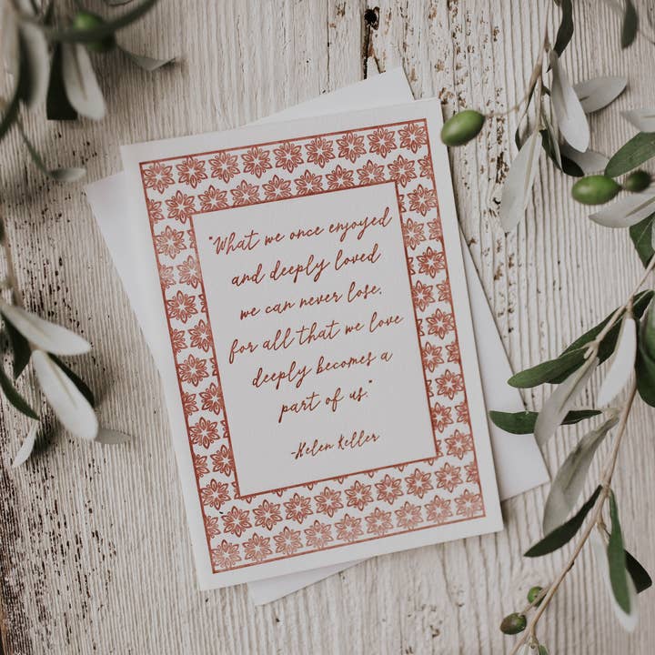 Deeply Loved Memorial Letterpress Greeting Card for wholesale by Pressed