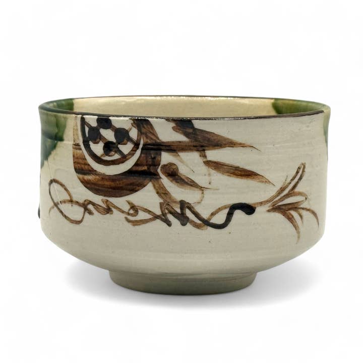 Oribe Moku Green Mino-yaki Chawan - Bol à matcha japonais pour la vente par Inoue Tea