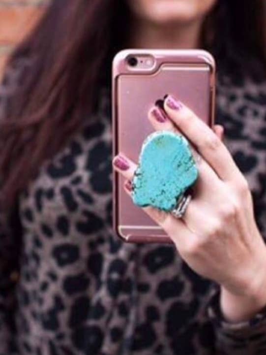 Turquoise slab phone grip for wholesale by Savannah Hoffman Designs Artisan Jewelry