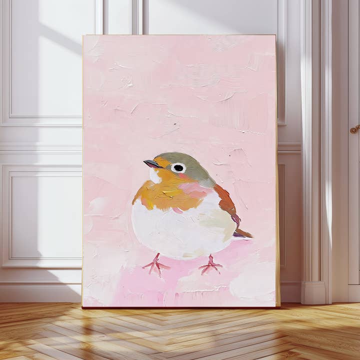 Pastel Robin Winter Art Print for wholesale by Kumo Art Prints