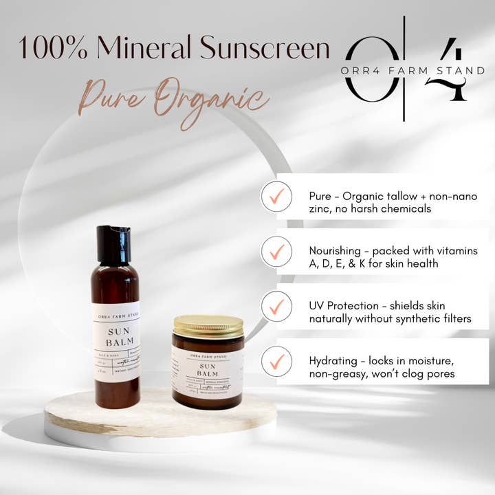 Orr4 Farm Stand - Wholesale Sunscreen - Pure Organic Tallow Sun Balm 4 oz.1