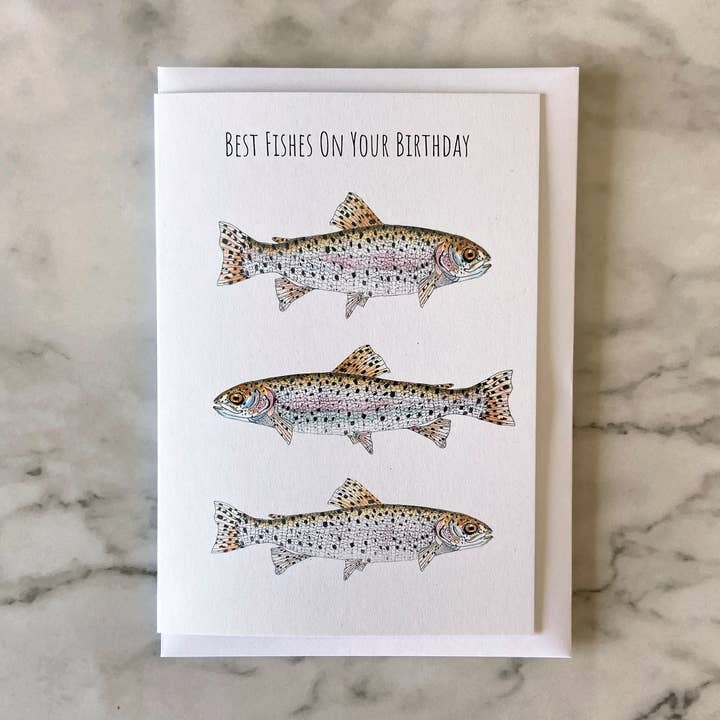 Carte d'anniversaire de truite, Meilleurs vœux pour ton anniversaire pour la vente par Pippa & Paper