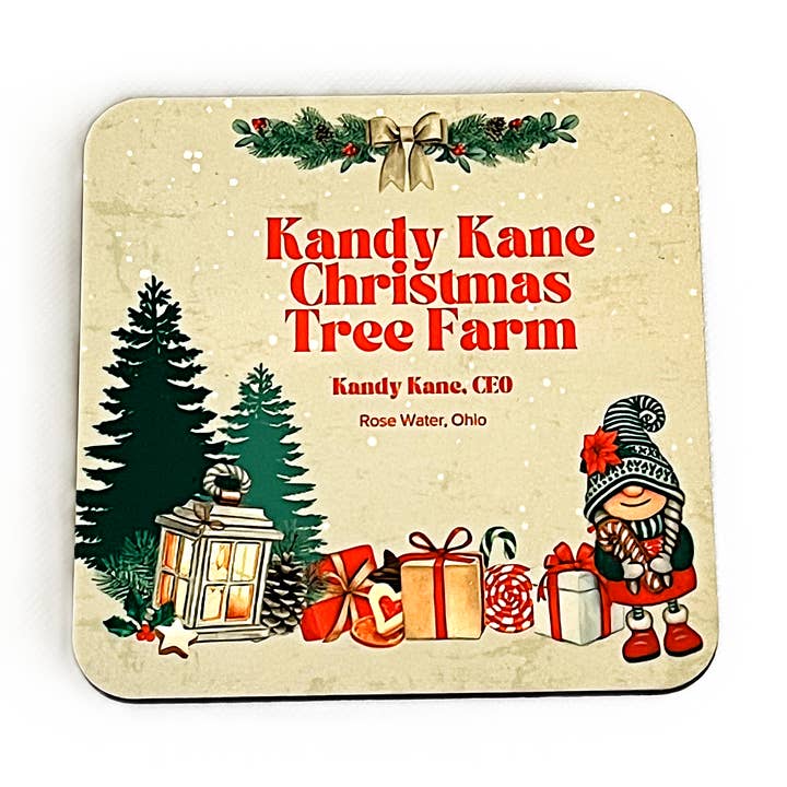 Christmas Coaster: Kandy Kane Christmas Tree Farm for wholesale by Ron Knight Entertainment, LLC