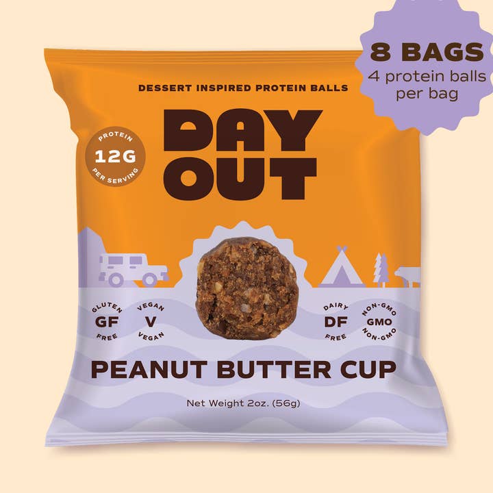 Boules protéinées au beurre de cacahuète - Boîte de 8 portions individuelles pour la vente par Day Out Snacks (previously Protein Power Ball)