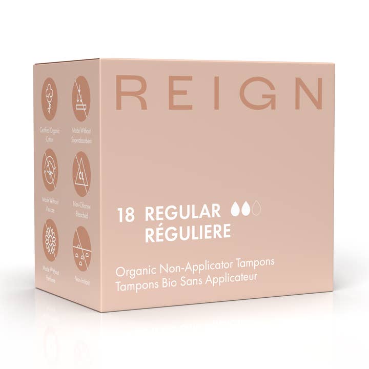 Tampons Reign Organic sans applicateur - Absorbance régulière pour la vente par Reign Wellness