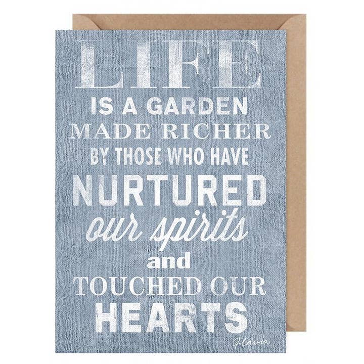 Life is a Garden... Flavia Card van Flavia Weedn 100% katoen Gemaakt in Zwitserland 0401-8725 voor wholesale door Flavia Art Studios