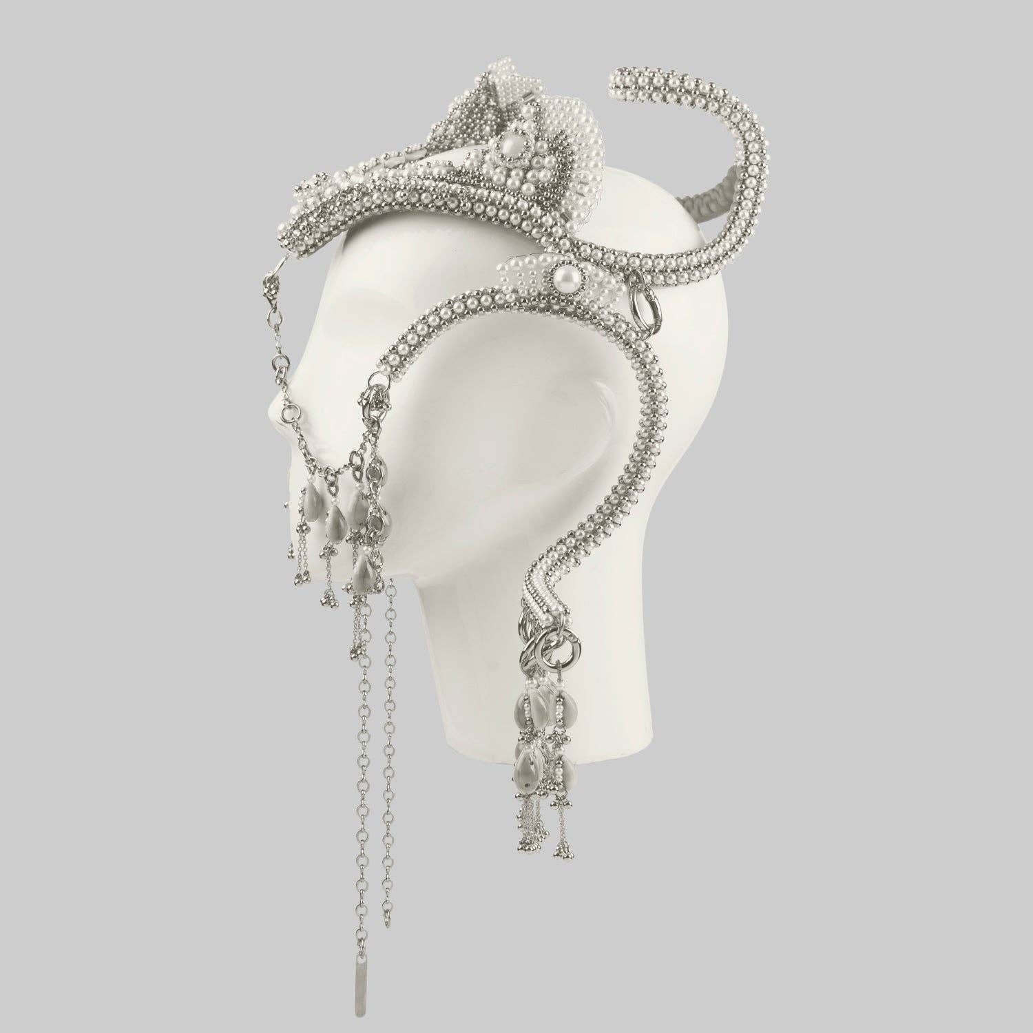 OBJECT & DAWN - Wholesale Tiara - Women's - Jas Modular Headpiece System w/Face Chain in Pearl7