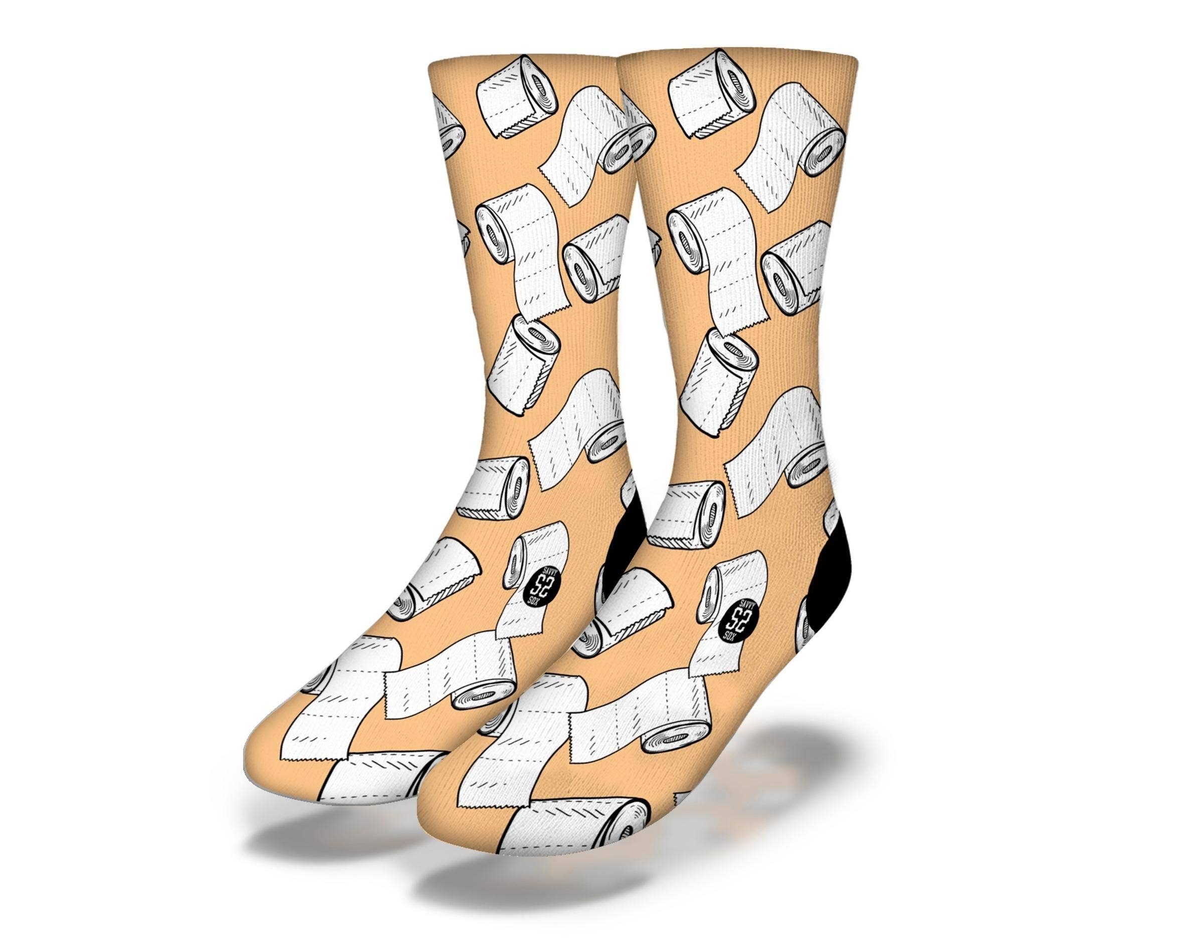 Savvy Sox - Wholesale Socks - Unisex - TOILET PAPER CRISIS Funny Coronavirus Quarantine (Peach)