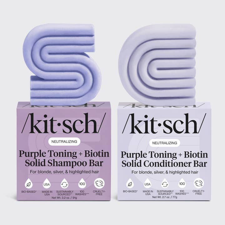 Purple Toning Shampoo & Conditioner Bar Combo for Color-Treated & Grey Hair for wholesale by KITSCH