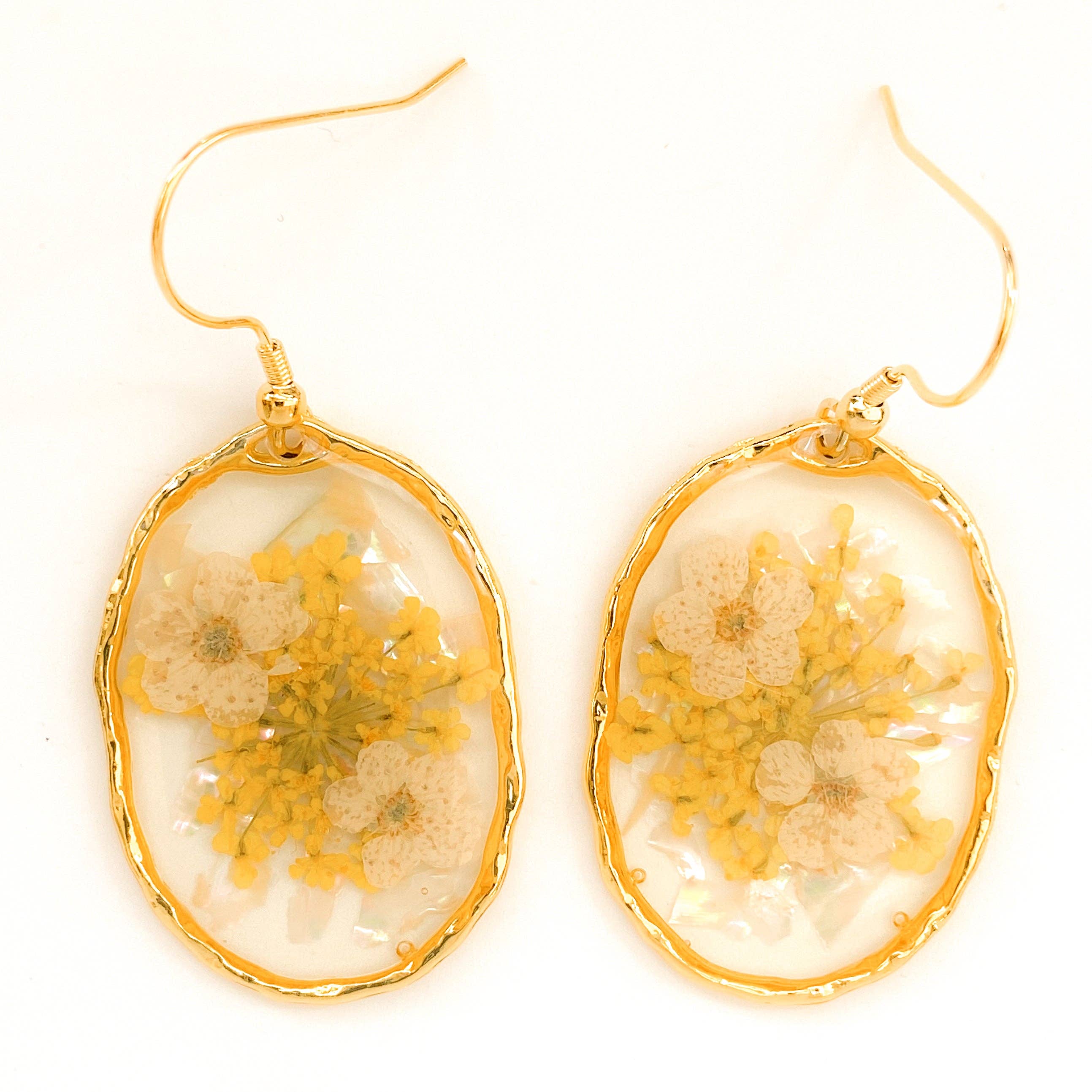 Hanami Real Flower Jewelry - Wholesale Dangle Earrings - Yellow Orb Diana Earrings0