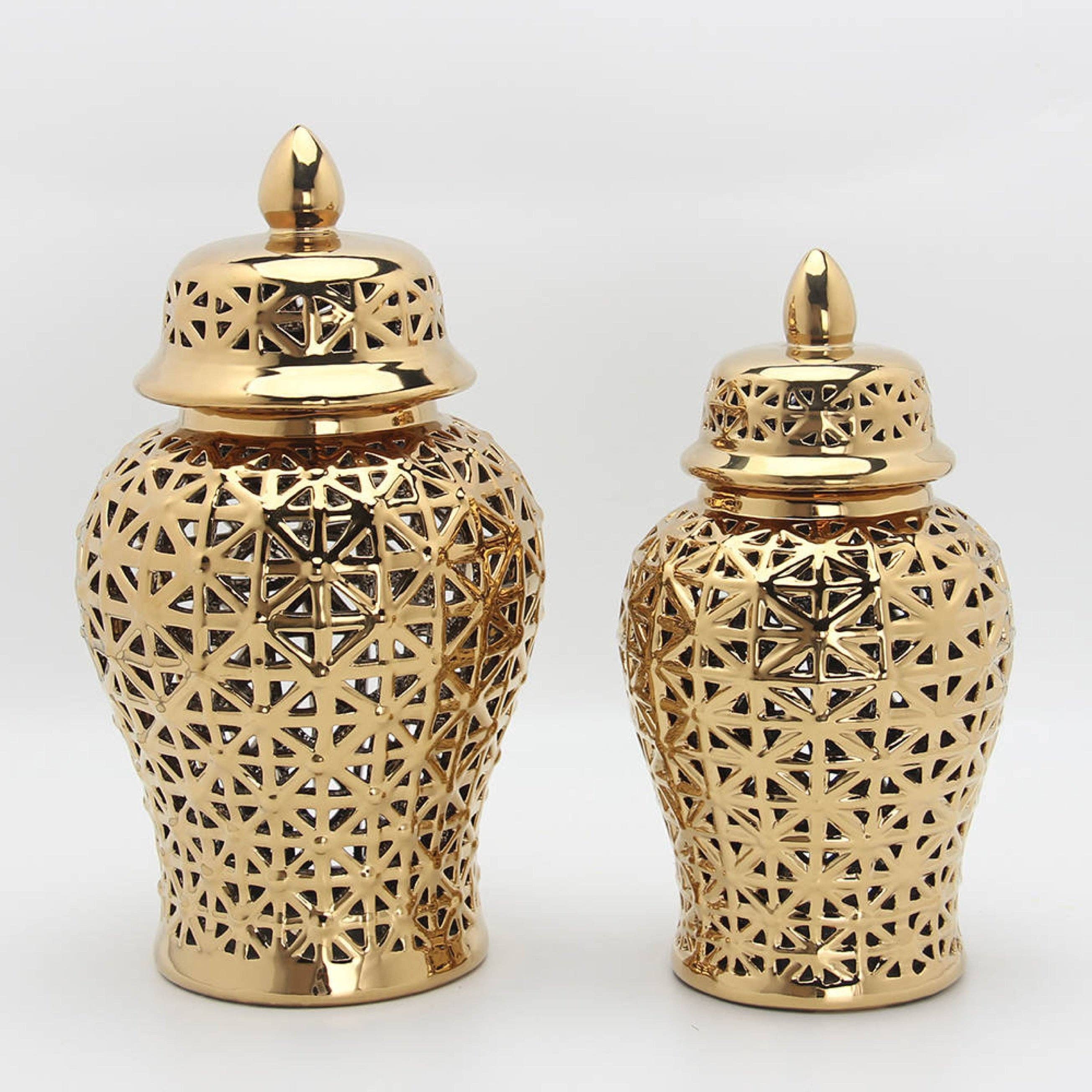 Noori Rug - Wholesale Decorative Jar - Aria Gold Ginger Jar (Multiple sizes)2