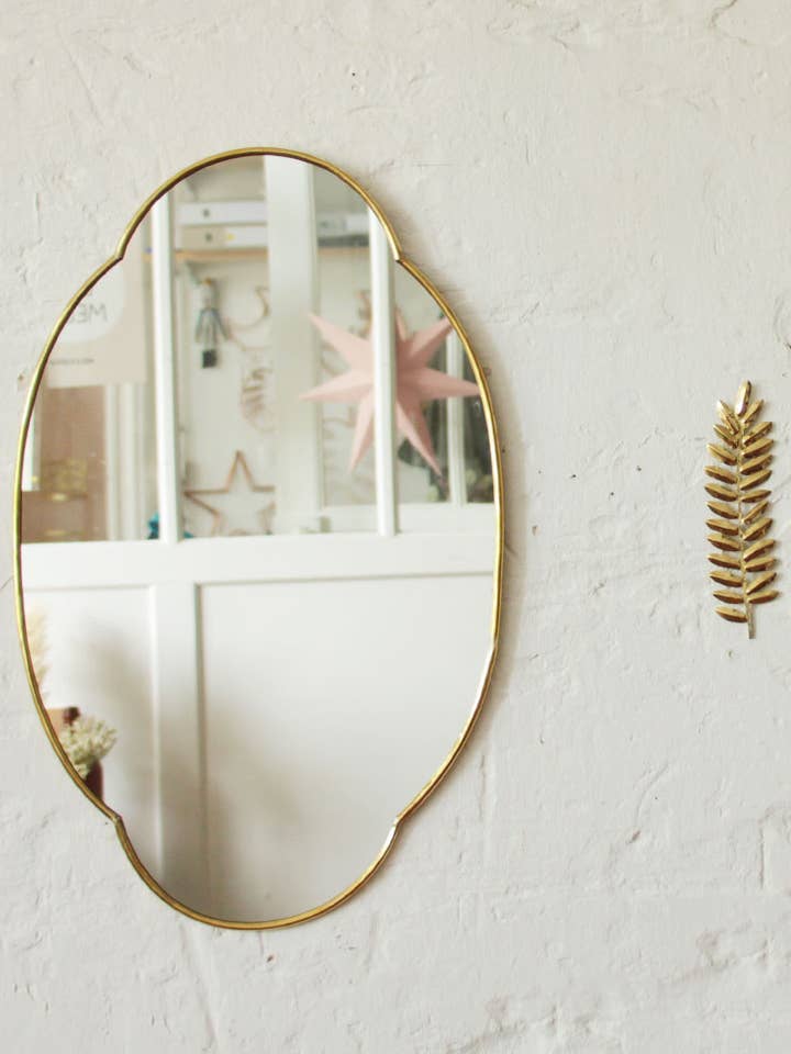 Specchio ovale in ottone - Specchio da parete per bagno - Decorazione per la casa per la vendita all'ingrosso da parte di Mikwi