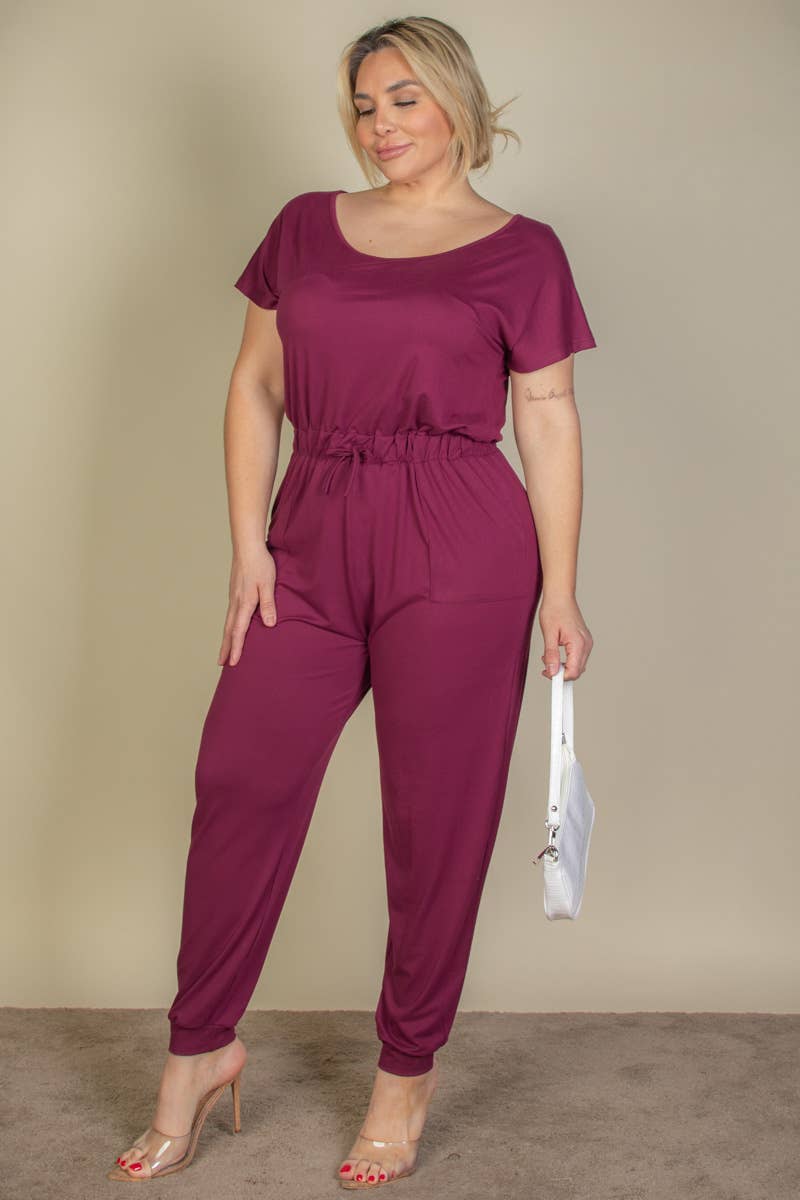 CAPELLA APPAREL - Wholesale Jumpsuit - Women's - Plus Size Solid Drawstring Jumpsuit9