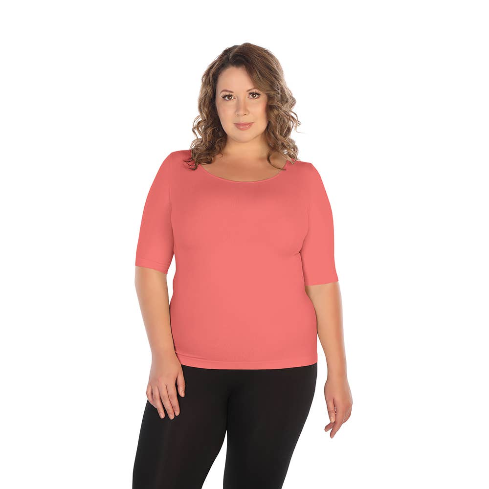 Skinnytees - Wholesale Knit Top - Women's - Plus Half Sleeve Crew Neck Tee8