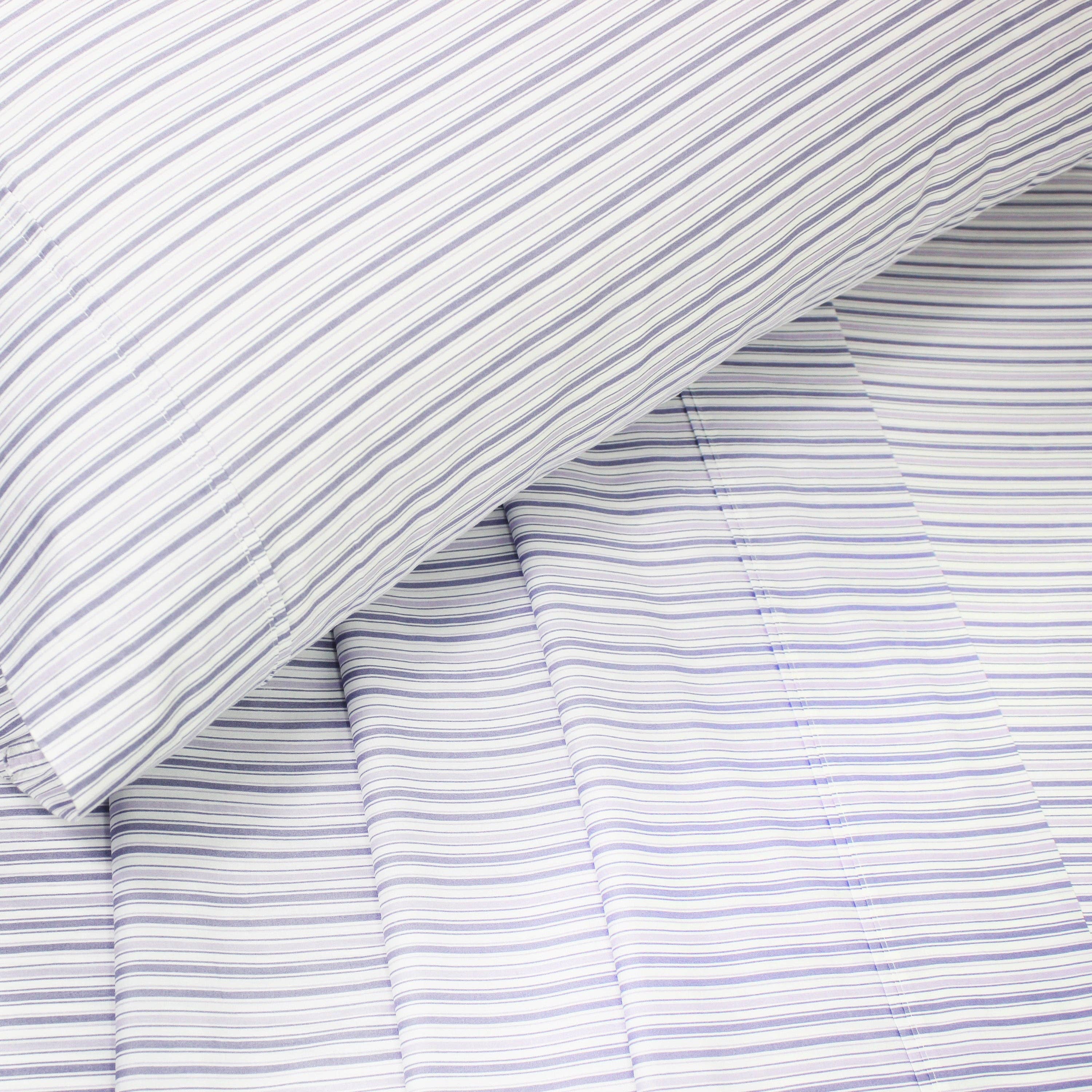 Mélange Home - Vente Parures de lit - Ensemble de draps en percale de coton imprimé à rayures25