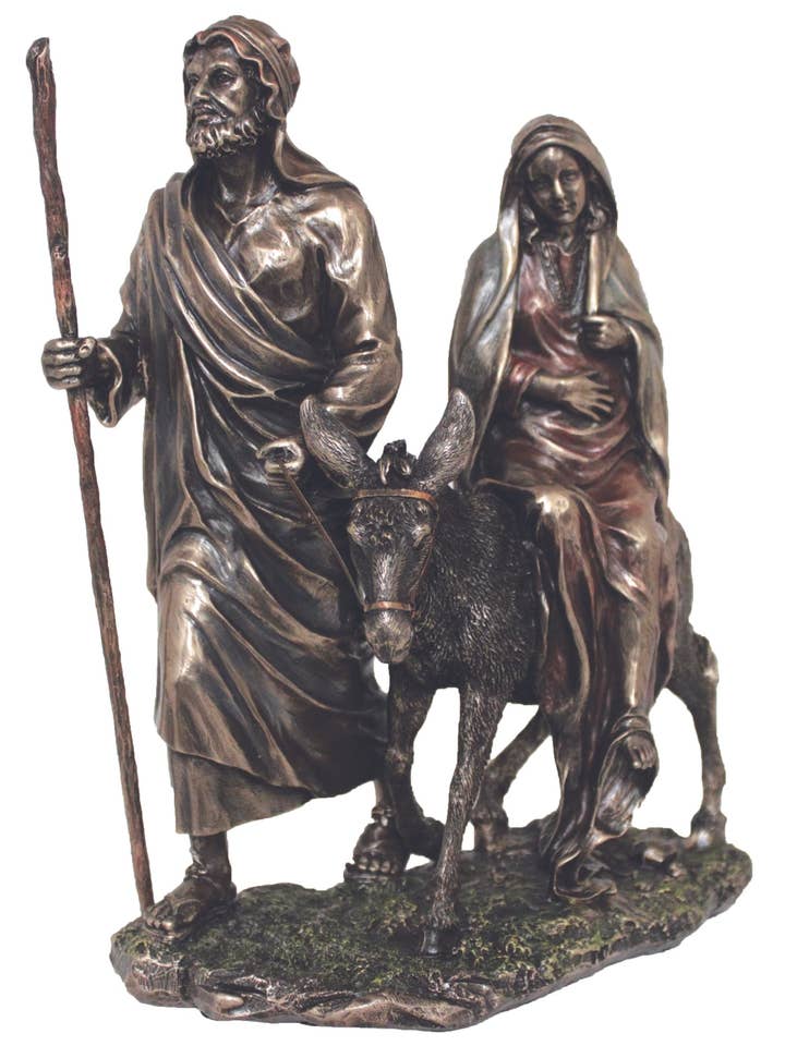 Journey to Bethlehem Statue in cold cast bronze 8x9" for wholesale by Goldscheider of Vienna