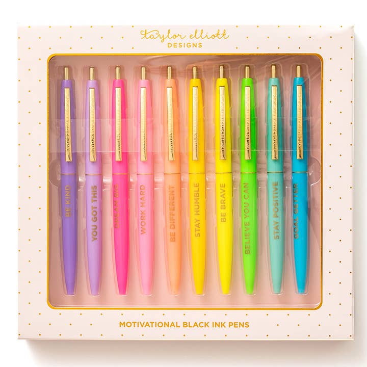 Taylor Elliott Designs - Wholesale Pen - Pen Set - Motivational - Asst Colors - 10 Piece Set