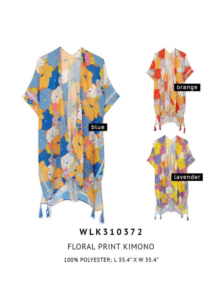 Hana - Vente Cache-maillot – femme - Couvre-kimono d'été à pompons à imprimé floral3