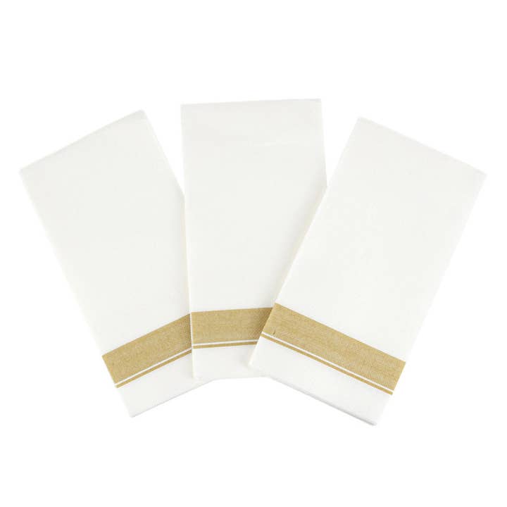 EcoQuality - Wholesale Disposable Napkin - Elegant Cloth-Like Disposable Paper Dinner Napkins Gold Bord