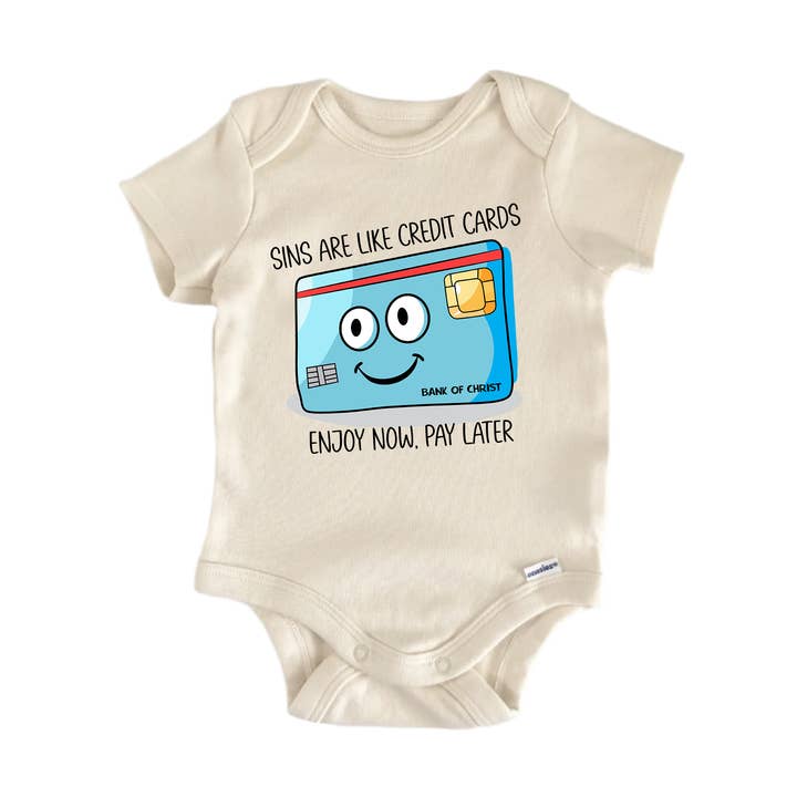 North Fork Forager LLC - Wholesale Bodysuit (Non-Footed) - Baby - Sins Credit Cards Jesus Religious God Christian - Baby Boy Girl Clothes Bodysuit