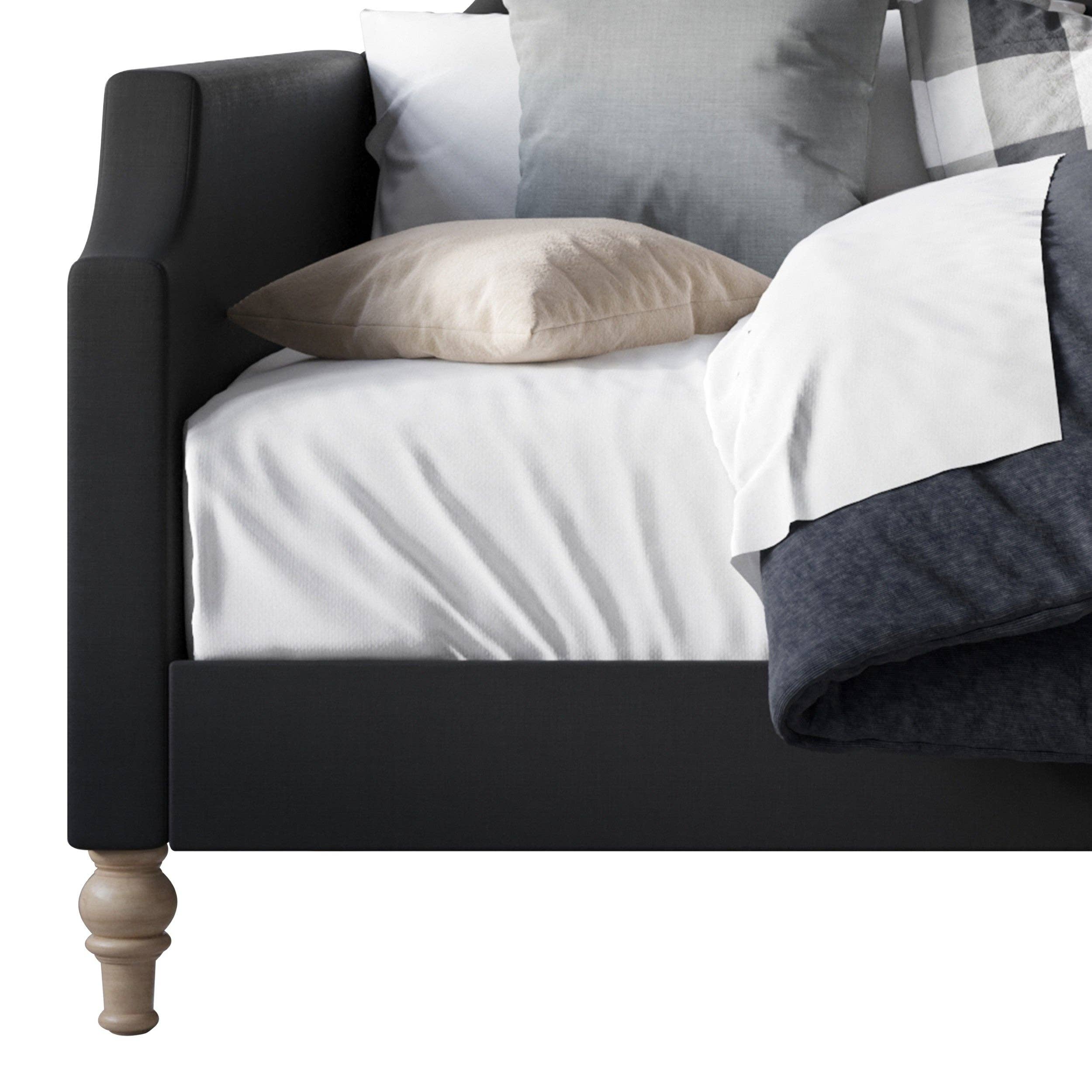 Home Design - Wholesale Day Bed - Pita Upholstered Twin Daybed with Nailhead Trim and Scooped Silhouette, Gray – Adult Living Room, Guest Room, or Bedroom, Easy Assembly12