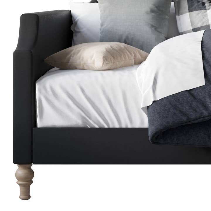 Home Design - Wholesale Day Bed - Pita Upholstered Twin Daybed with Nailhead Trim and Scooped Silhouette, Gray – Adult Living Room, Guest Room, or Bedroom, Easy Assembly12