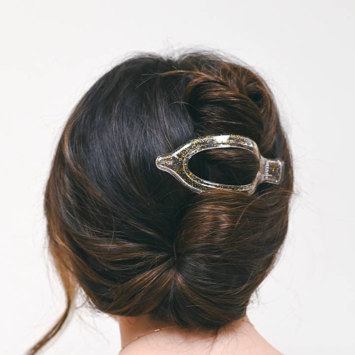 Share Studio - Wholesale Hair Clip - Women's - Golden Flakes Wide Lay Flat Clip2