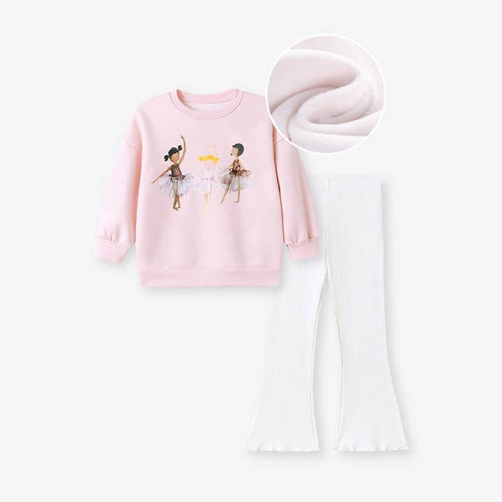 Spring and Autumn Girls Dancers Cartoon Pattern Long Sleeves Sweatshirt and Beige Pants Clothing Set for wholesale by MyKids-USA®