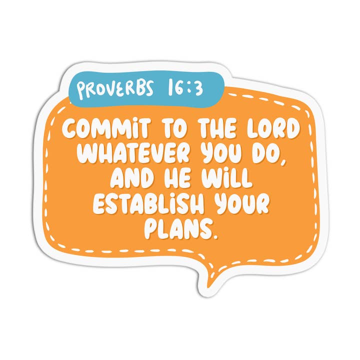 Texturierter Vinyl-Aufkleber „Sprichwörter 16:3 mit Bibelvers“ für den Großhandel von Girls Printing House