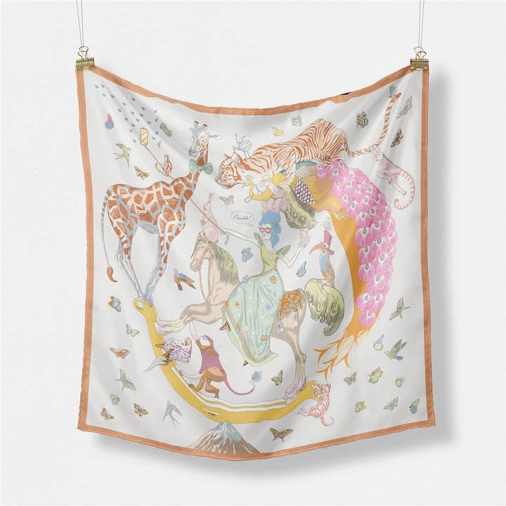 Dipped Shop - Wholesale Scarf - Women's - Colorful Animal Print Square Silk Scarf DP25F4543