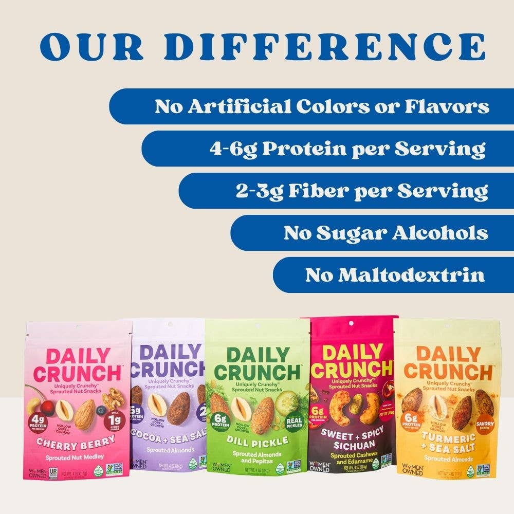 Daily Crunch - Vente Noix - Amandes germées au cacao et au sel de mer, sachet de 113g pour le garde-manger7