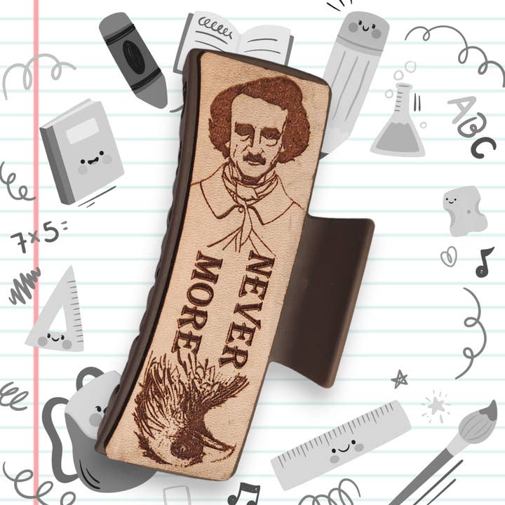 Edgar Allen Poe, Nevermore and Raven Hair Claw Clip for wholesale by PattisonPlace