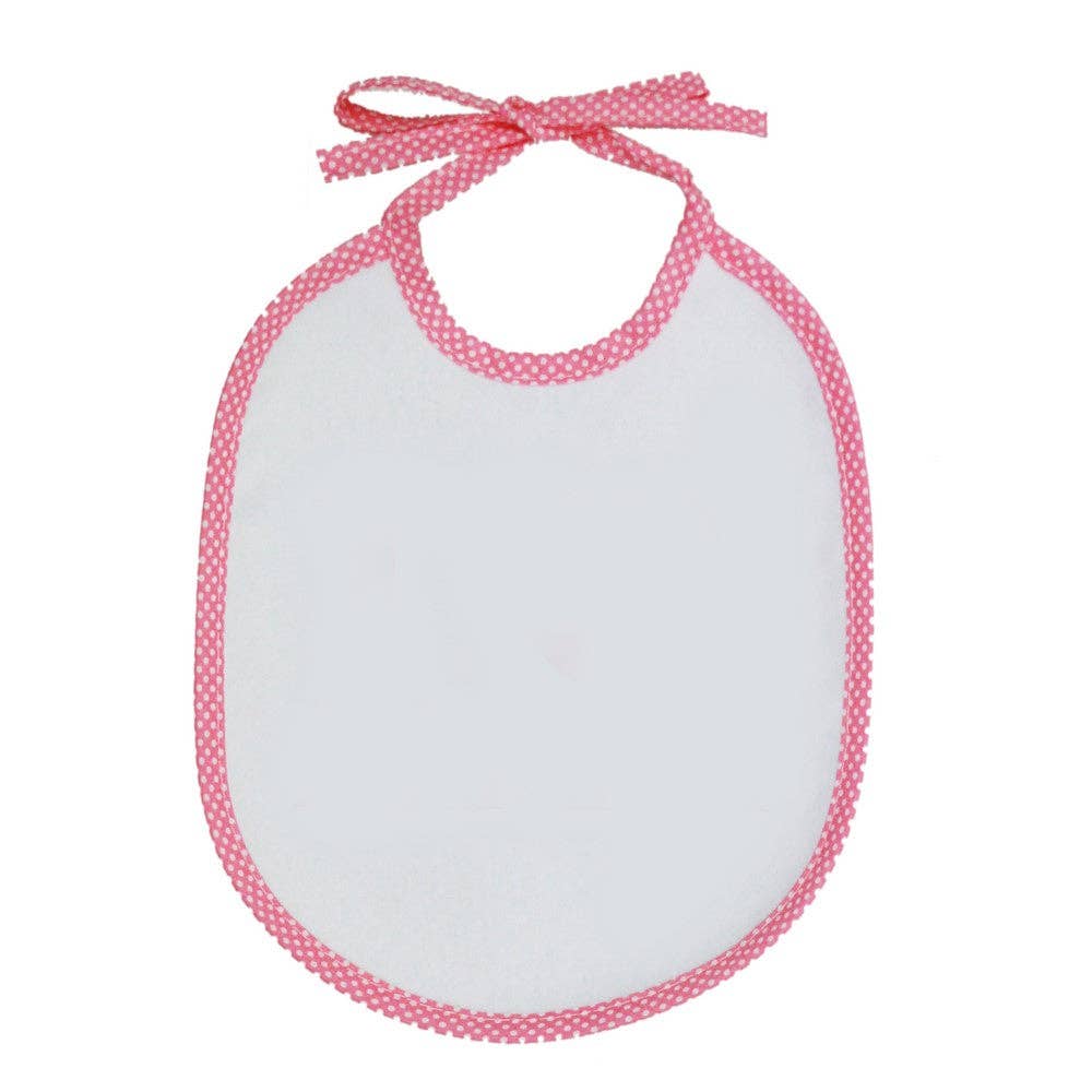 Almatex srl - Wholesale Slabbetje - Baby - Slabbetje VOOR SUBLIMATIE afm. 20x24 met linten en stippen biaisband5