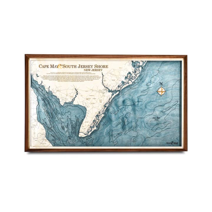 Sea & Soul Nautical Chart Art - Wholesale Map - Cape May & South Jersey Shore Nautical 3D Wood Map Wall Art, Coastal decor Carved Wood Map, Best Selling Unique Handmade Personalized Gifts
