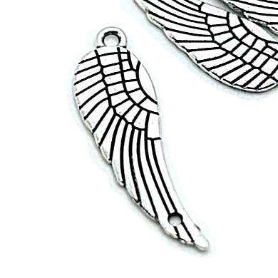 Breloques Connecteurs Aile Argentée, 30x9mm pour la vente par Guerrilla Charm