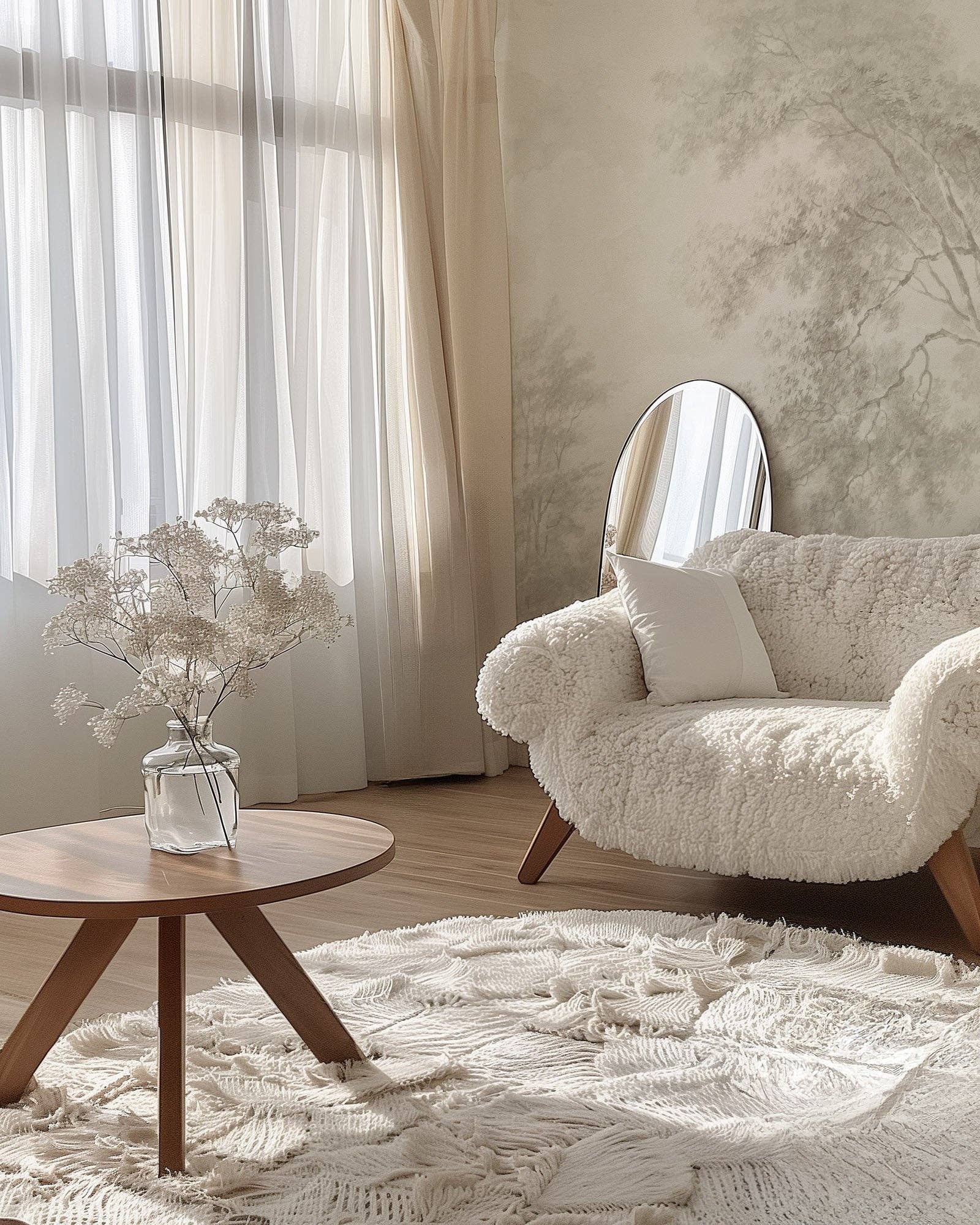 Wallpapers4Beginners – Engroshandel Tapetrulle – Tapet med landskab i creme og sepia4