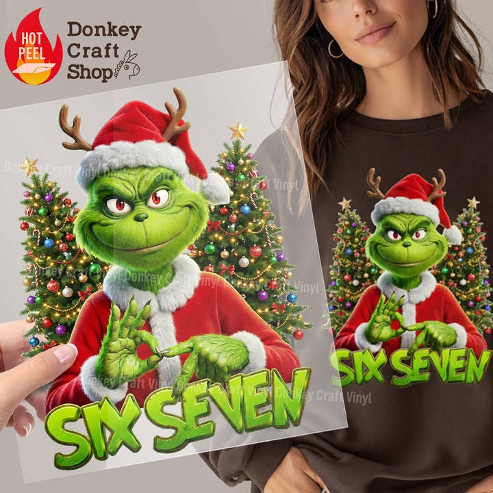 Six Seven Christmas DTF Transfers, Ready to press for wholesale by Donkey Craft