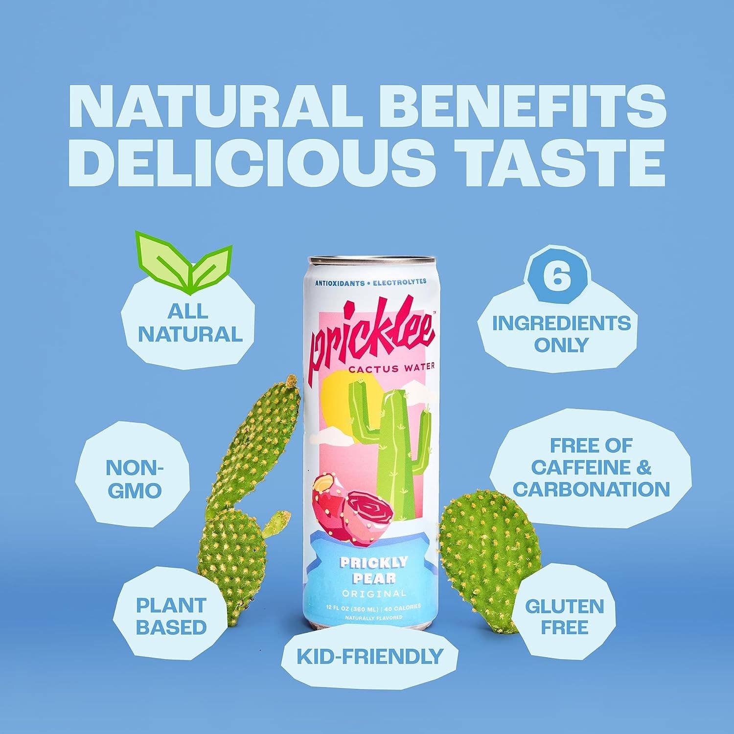 Pricklee Cactus Water - Vente Eau gazeuse - Pricklee Cactus Eau - Poire de Barbarie (paquet de 12)4