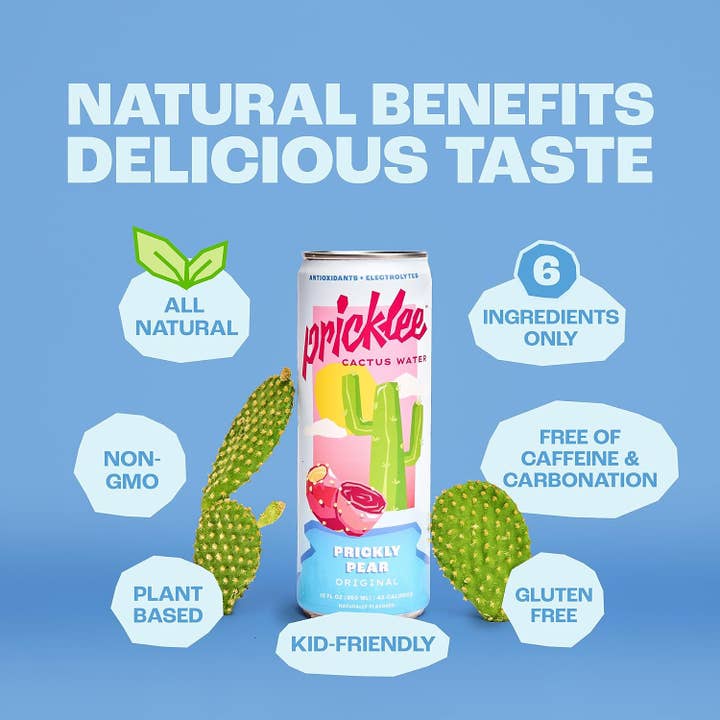 Pricklee Cactus Water - Vente Eau gazeuse - Pricklee Cactus Eau - Poire de Barbarie (paquet de 12)4