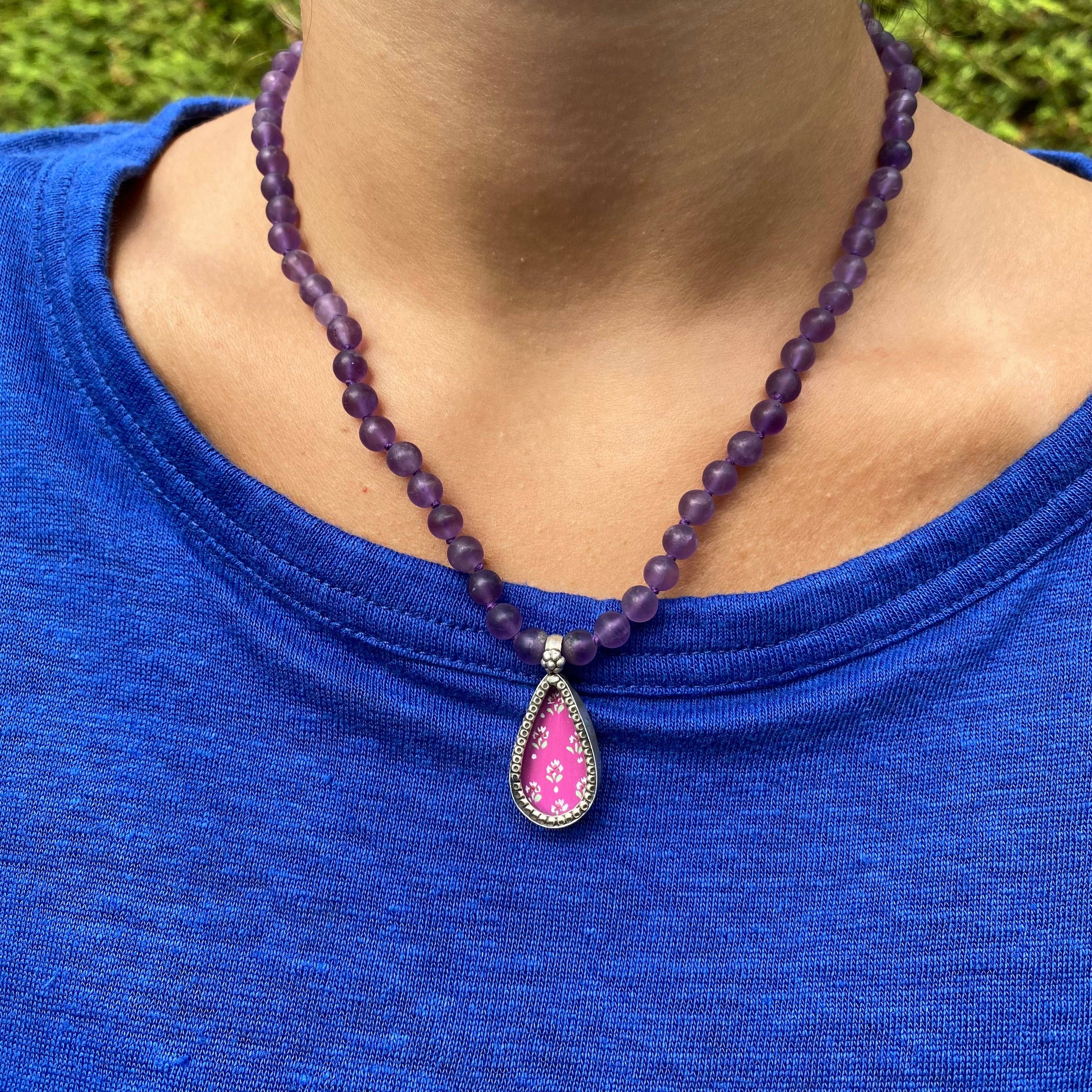 Jen Stock Mindful Designs - Wholesale Pendant/Charm Necklace - Block Print Beaded Necklaces15