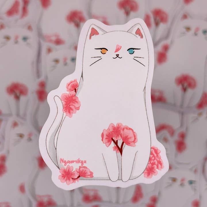 Autocollant Sakura Cat pour la vente par Nyaomikyu
